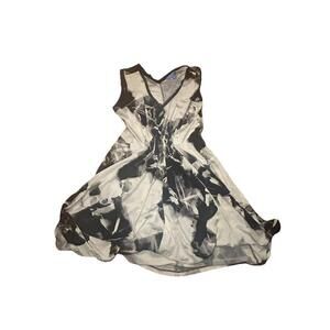 SMALL Simply Vera Wang Misses Gathered Waist Dress White Black Gray Sleeveless​